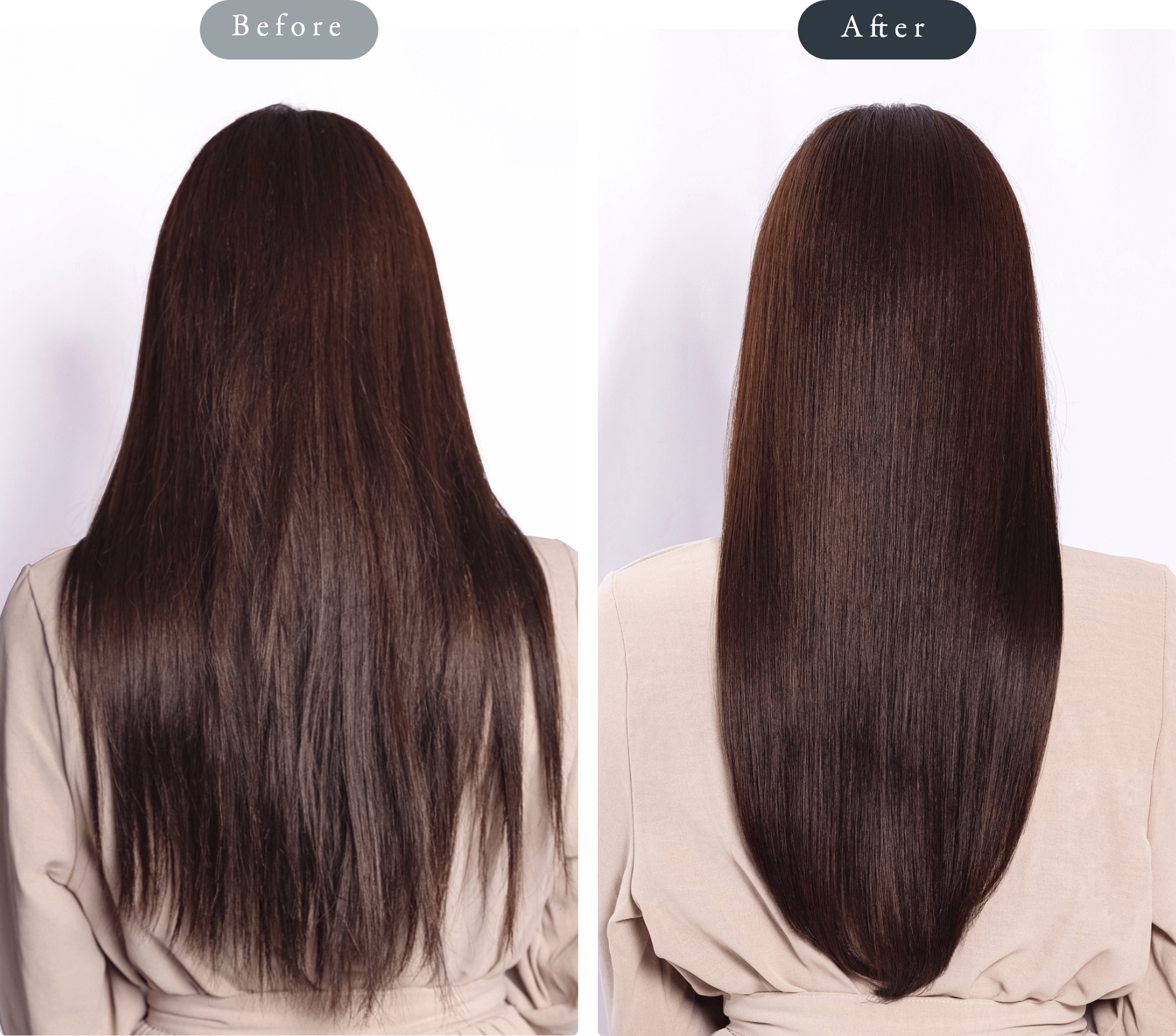 髪の毛のbefore/afterの写真